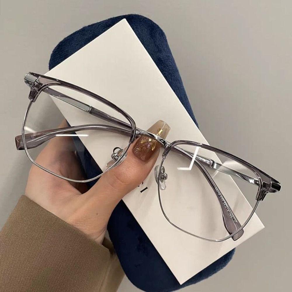 New Fashion Anti Blue Light Glasses Women Men Retro Half Frame Flat Glasses Ultra Light Radiation Anti UV Eyewear