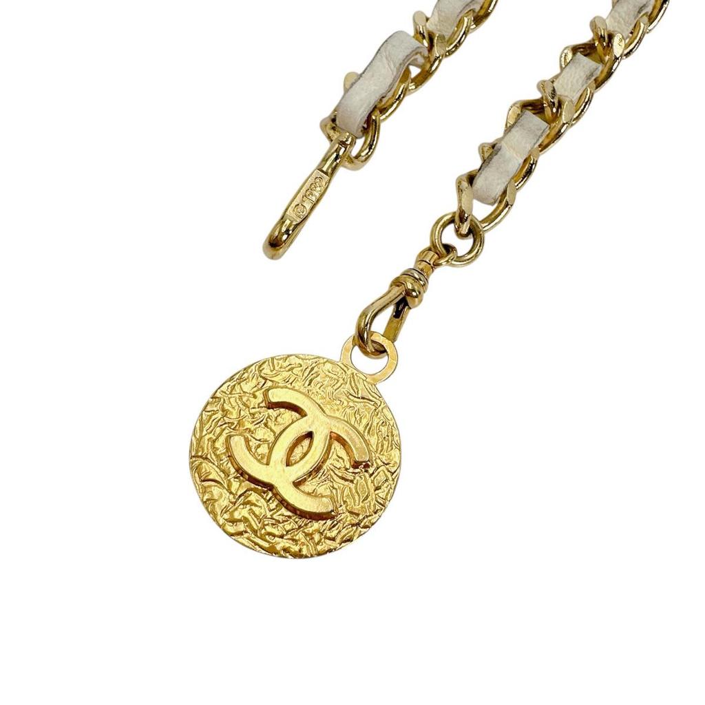 CHANEL Vintage Logo Chain Belt belt metal White gold unisex Used