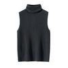 Women's 100% Pure Cashmere Striped Sleeveless Slim-Fit Turtleneck Vest