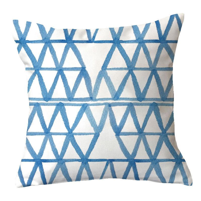 Simple New Blue Geometric Plush Pillowcase Home Fabric Sofa Pillow Cushion Cover Design