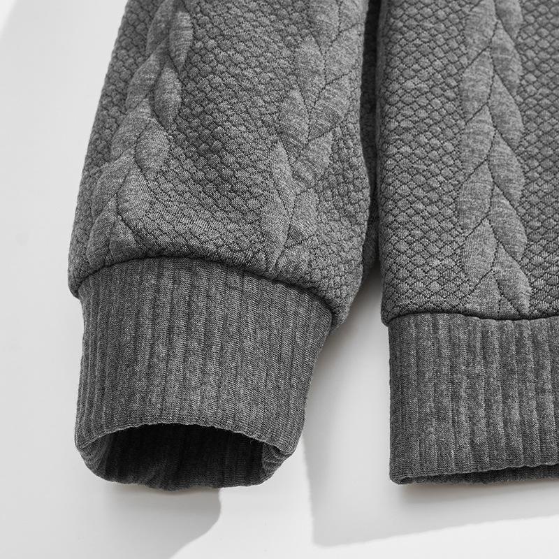 Men Fashion New Hoodless Jacquard Autumn Winter Long Sleeve Pullover Embroidered Patchwork Plus Size Sweatshirts for Mens Loose Fit Tops