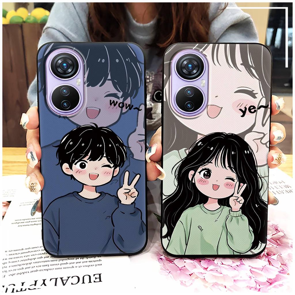 Handytasche Komplettschutz Handyhülle Für Blackview A200 Pro Rückseite Paar Cartoon Wasserdicht Stoßfest Staubdicht TPU