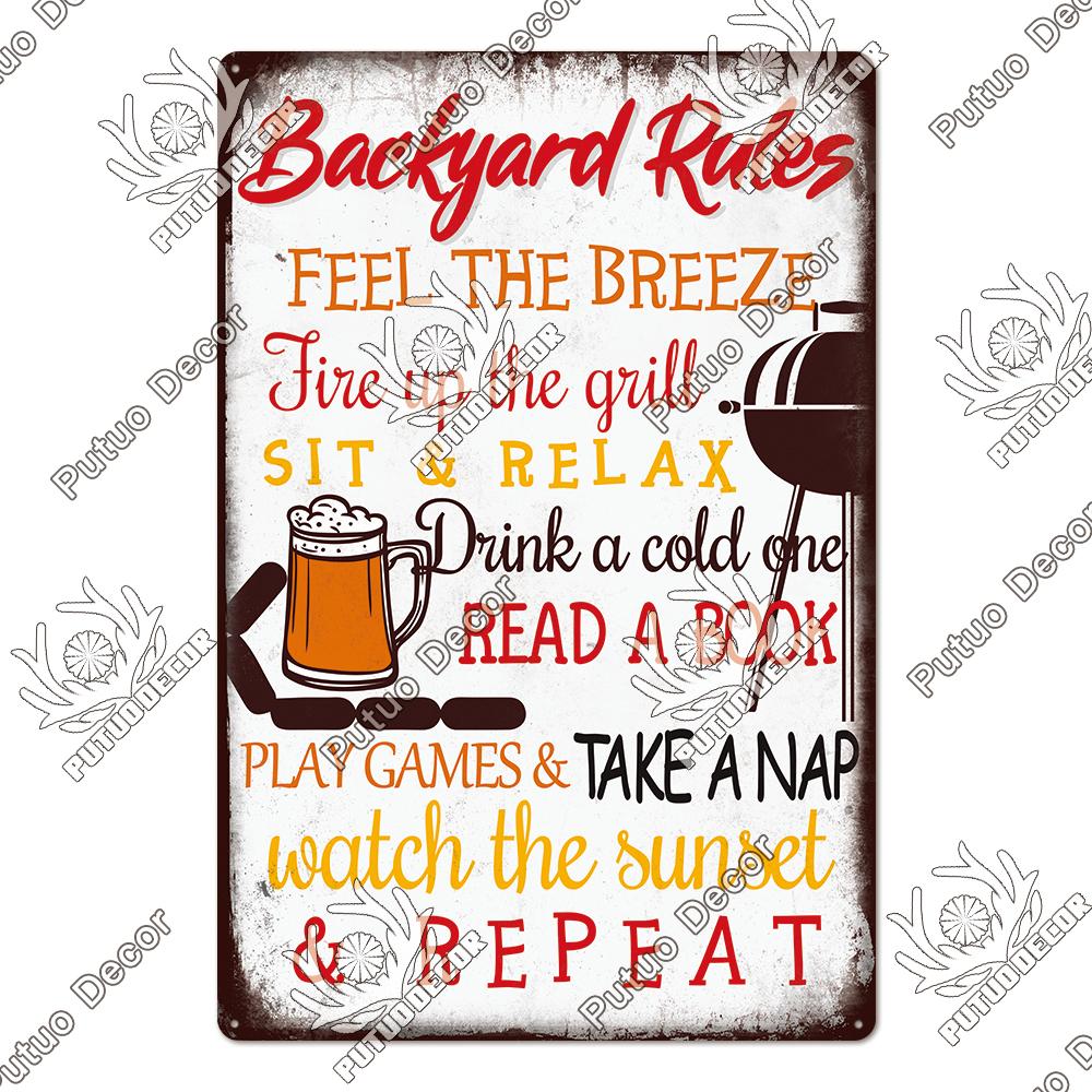 Putuo Decor BBQ Metal Sign Tin Plaque Vintage Metal Signs Iron Painting for Barbecue Bar Pub Kitchen Party Zone Wall Decor
