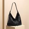 Korean Tote Bag Women's Large-capacity First-layer Cowhide Lazy Wind Shoulder Messenger Bag Casual Versatile Commuter Pleated Bag