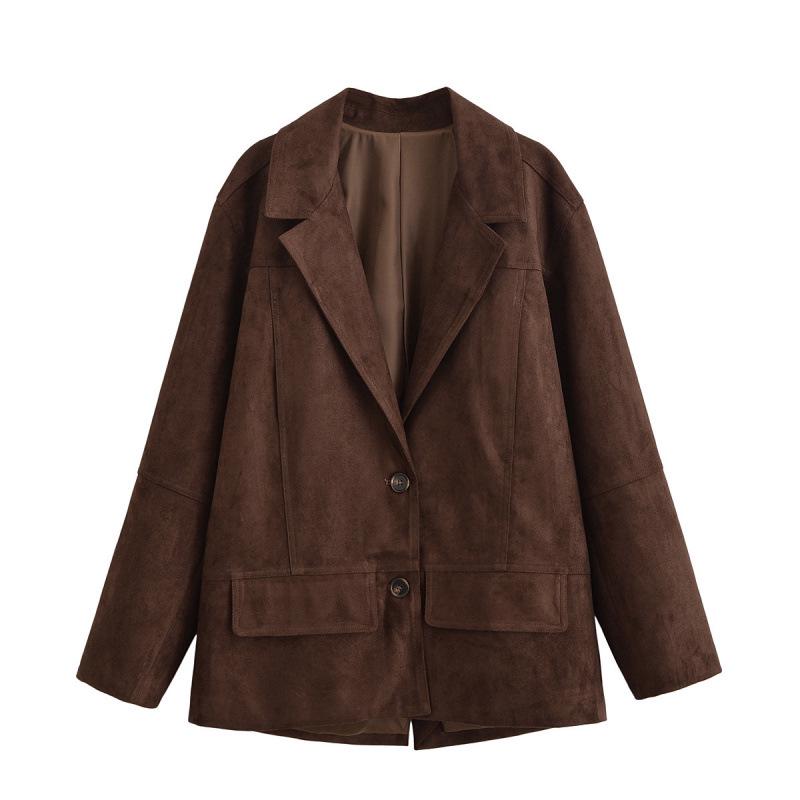 

European & American Women s Fashion Lapel Suit Jacket - Classic, Stylish & Elegant for Commuting XS темно-коричневого