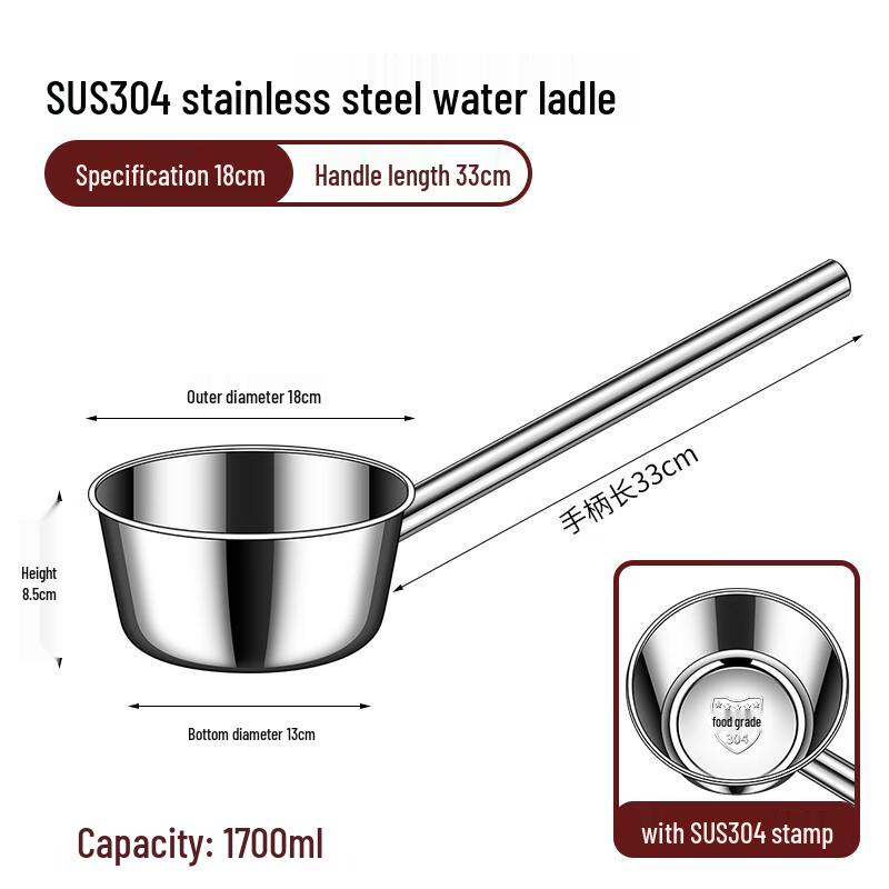 Commercial 304 Stainless Steel Long Handle Ladle
