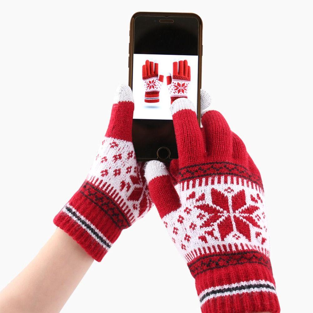 Student Unisex Gloves Christmas Snowflakes Gloves Full Fingers Gloves Korean Style Mittens