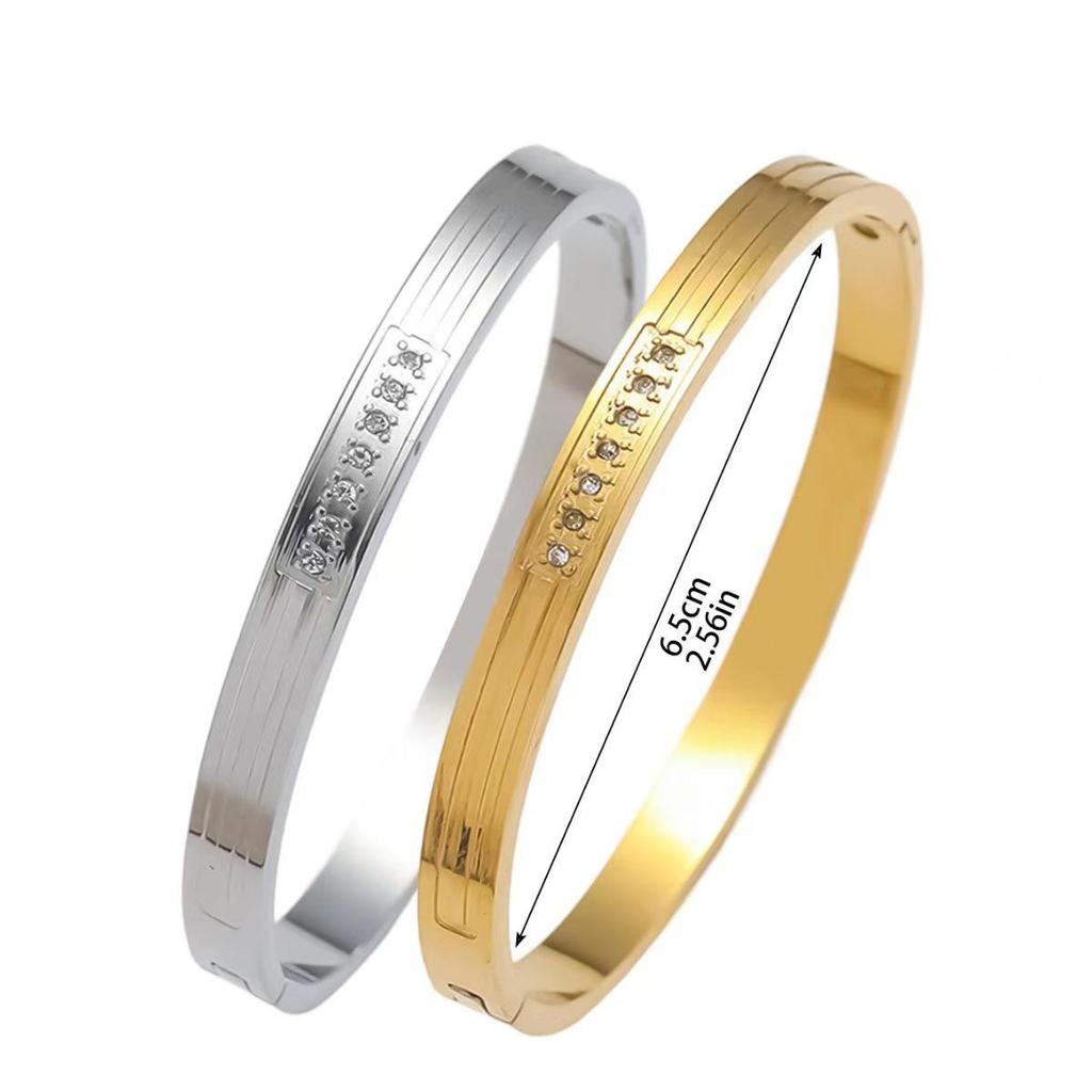 18K Gold Versatile Titanium Steel Bracelet with White Zircon