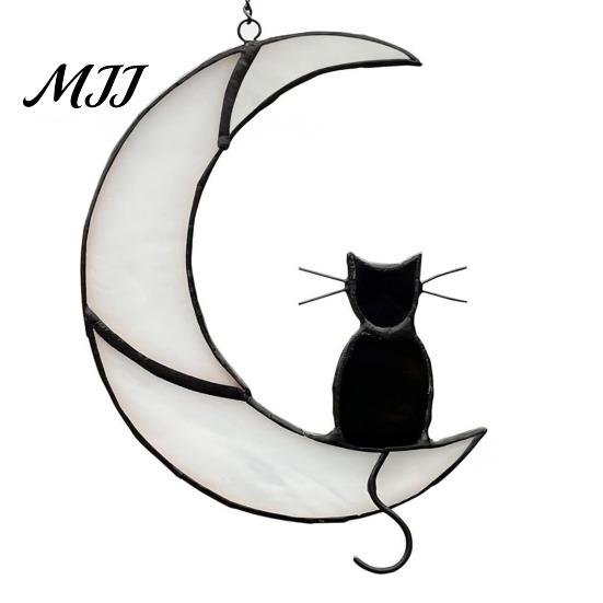 Cat Wall Art Acrylic Hanging Pendant with Chain, Animal Ornament for Window Light Translucent Decor, Cute Lover Gift Home Room Decoration Decor