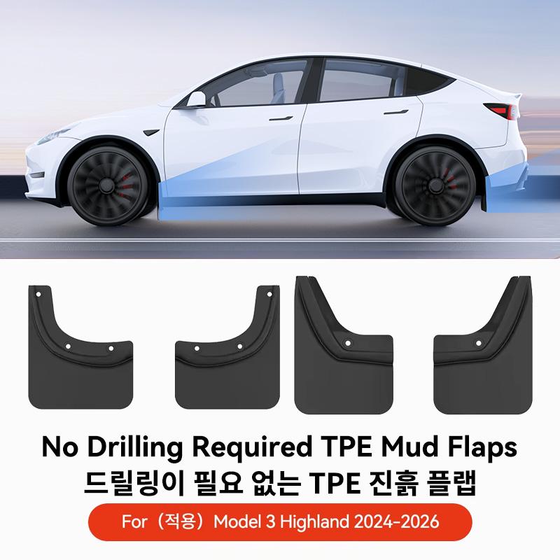 YZ Voor Tesla Model 3/Y/YL Highland Juniper 2021-2026 Voor Achterwiel Spatlappen Tesla Voor Achter Spatbord Beschermer Accessoires