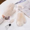 Winter Warm Rabbit Fur Knitted Gloves Women Outdoor Windproof Mittens