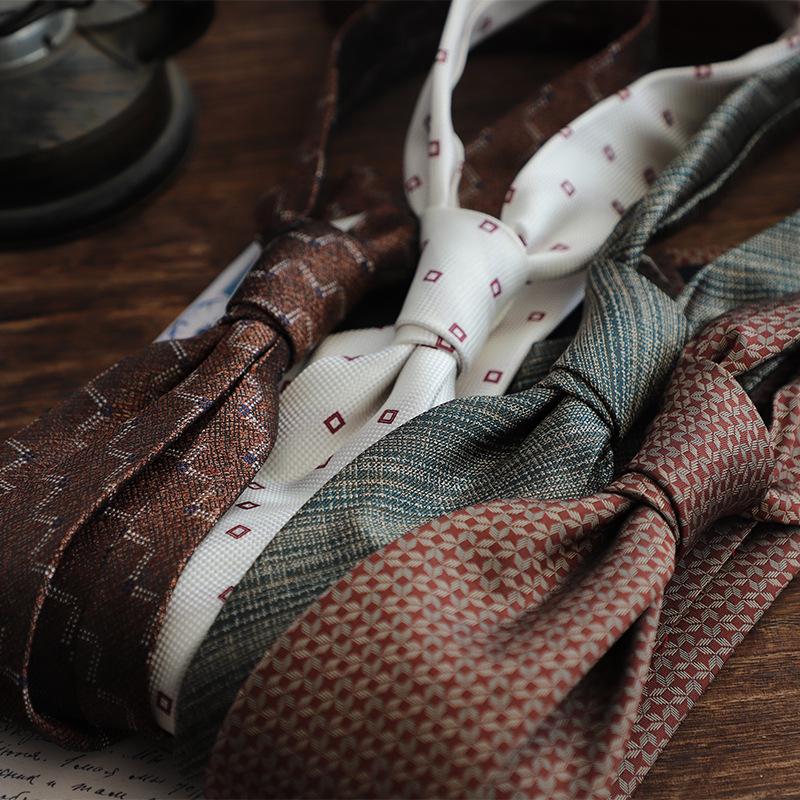 Men's Korean Style Formal Business Ties - Spring/Summer Collection (8CM, Simple Lines, Red/Coffee/Beige Series, Hand-tied)