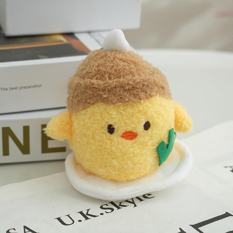 Adorable Cute Yellow Chicken Plush Toy Soft Strawberry Peach Bag Charm Doll