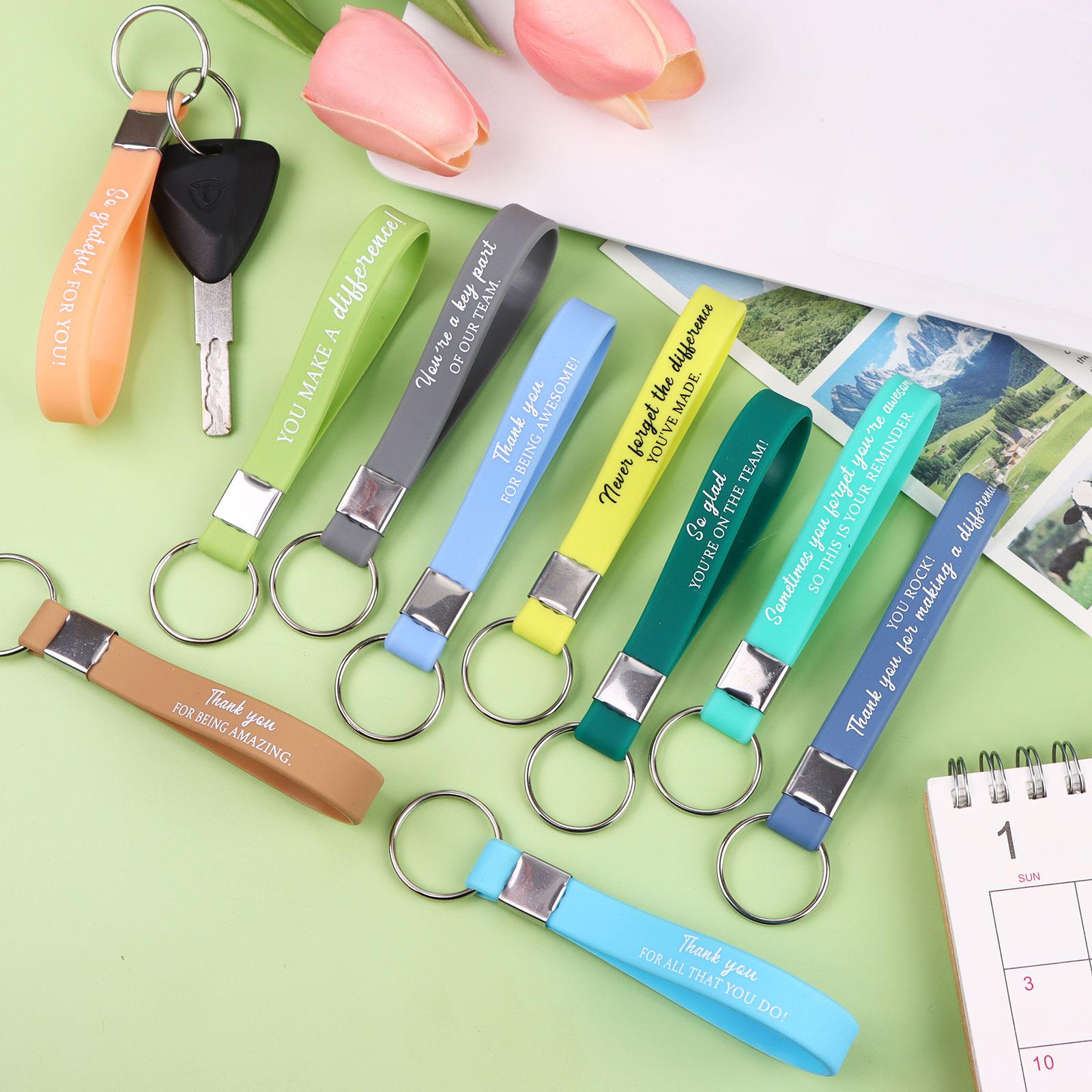 30 Pcs Inspirational Keychains Bulk Pack - Motivational Quote Silicone Key Rings For Employee Appreciation Gifts