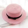 For Women Girls Flat Brim Bowknot Breathable Sun Hat Beach Hat Panama Straw Cap