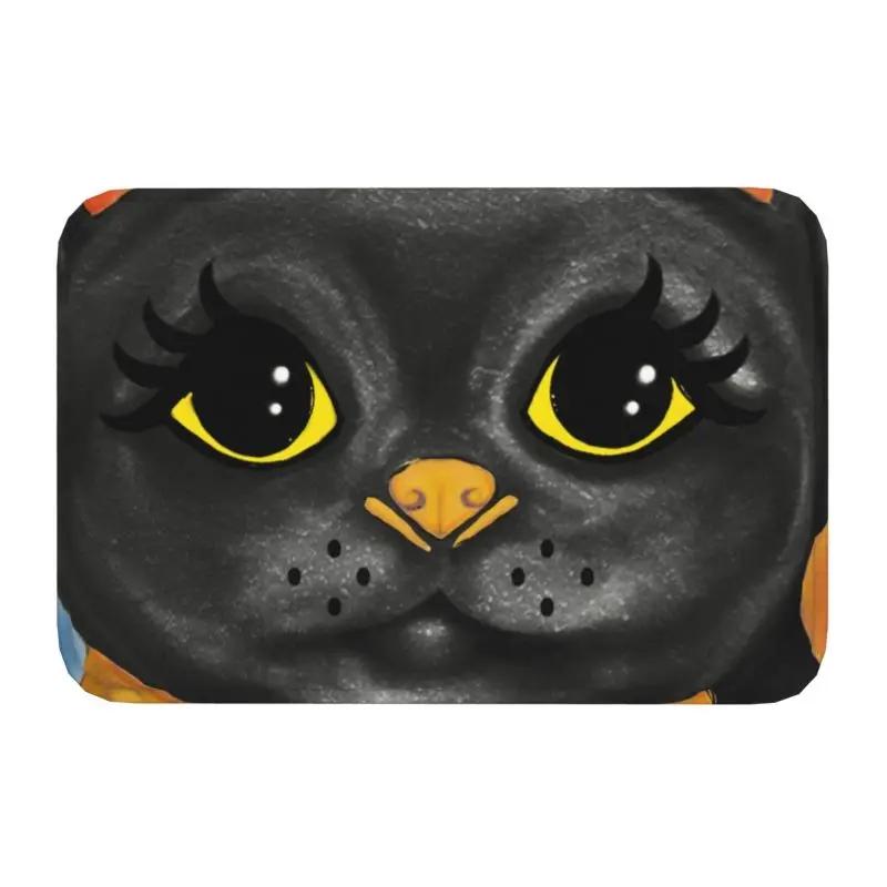 Custom Kawaii Maneki Neko Lucky Cat Doormat Non-Slip Entrance Bath Kitchen Floor Door Mat Japanese Geisha Art Garden Carpet Rug