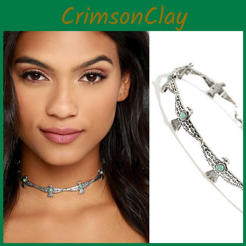 Zigeuner Boho Geometrisches Halsketten mit Vogeldesign Künstliche Türkis-Dekoration Für Frauen Modeschmuck