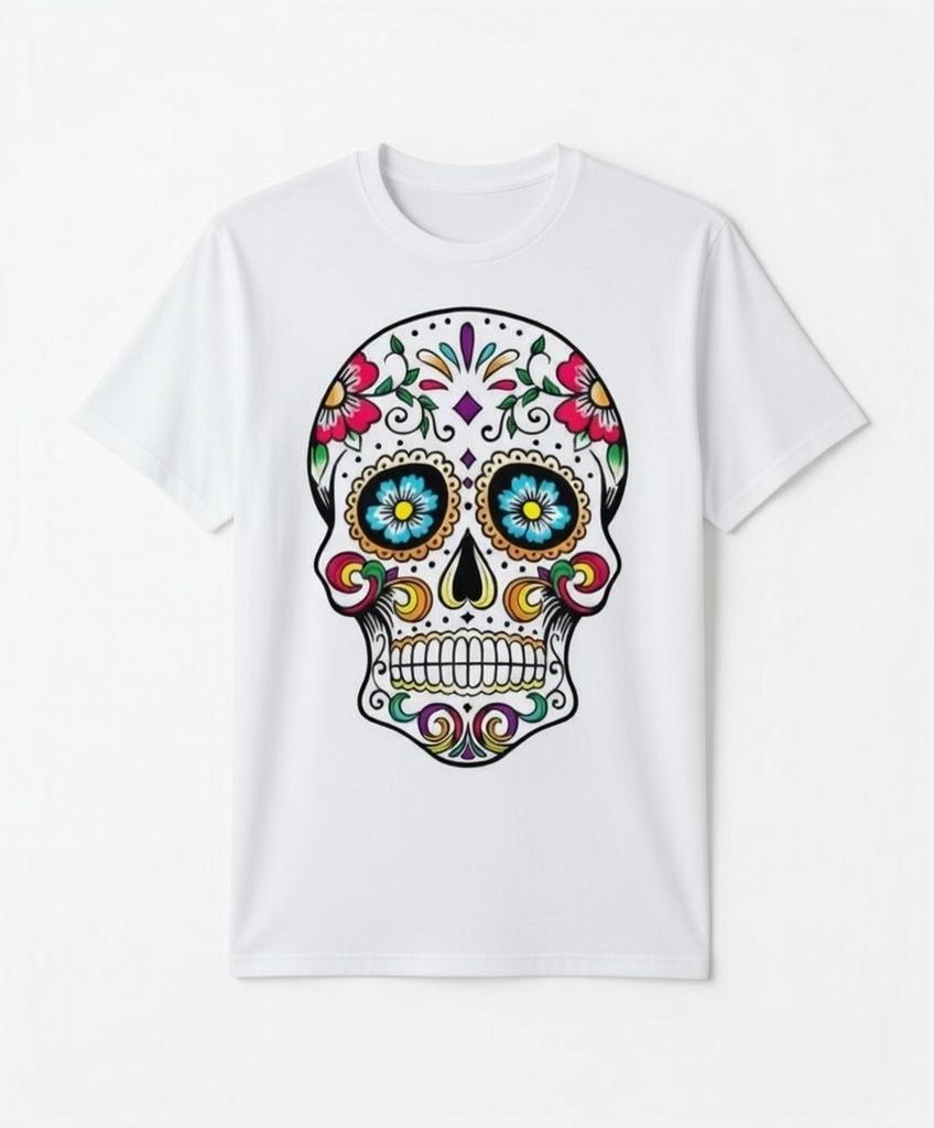 Loose Cool Skull Colourful Graphic PrintMens T-Shirt