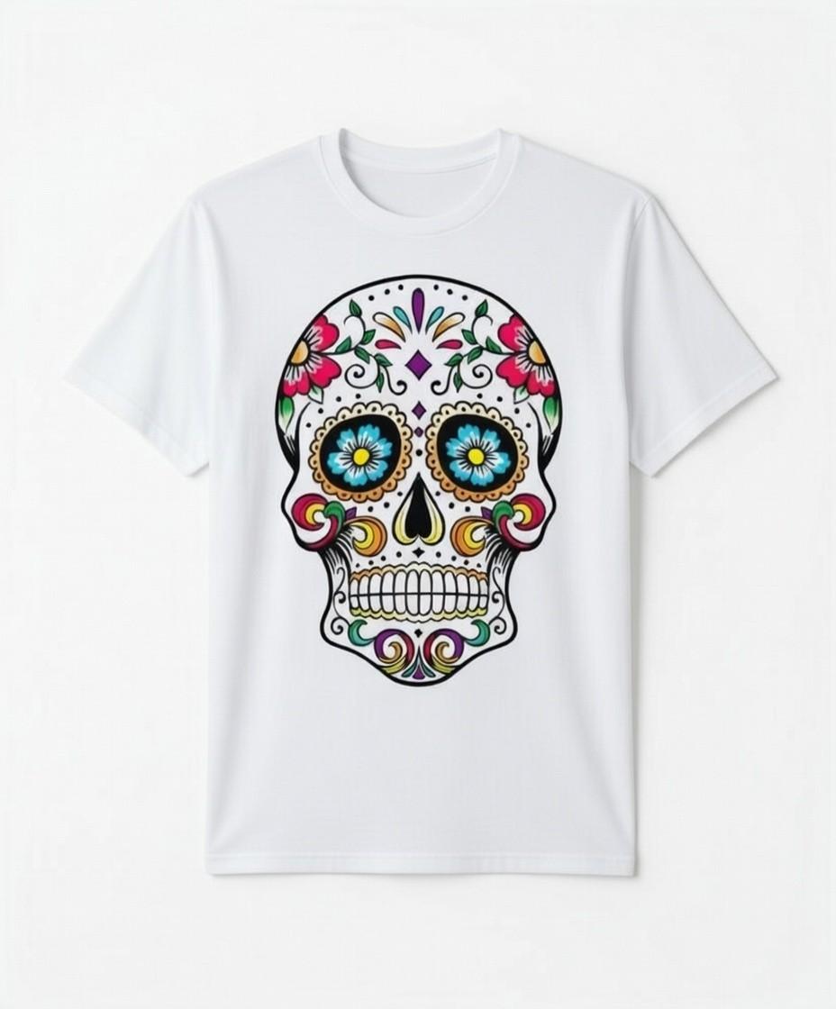 Loose Cool Skull Colourful Graphic PrintMens T-Shirt M