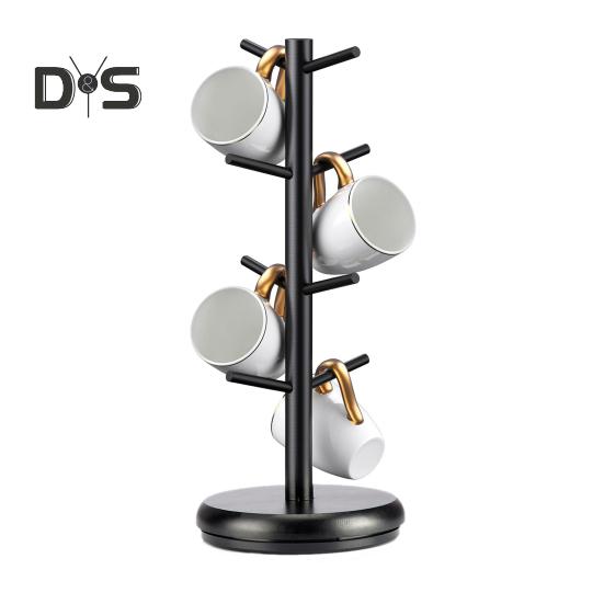 

Подстаканники Деревянная вращающаяся подставка для чашки с 8 крючками Кофейная кружка Дерево для прилавка Держатель для кофейной кружки Кофейный бар Дисплей Стенд