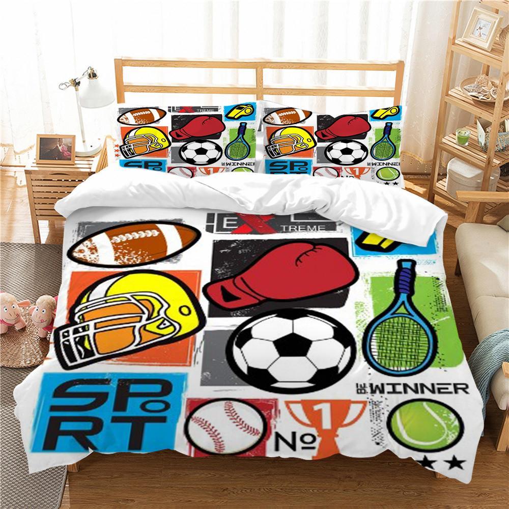 Unique Design Home Textiles Bedding Cover Set Football Painting  Bedclothes Vintage Comforter Duvet Cover Set
