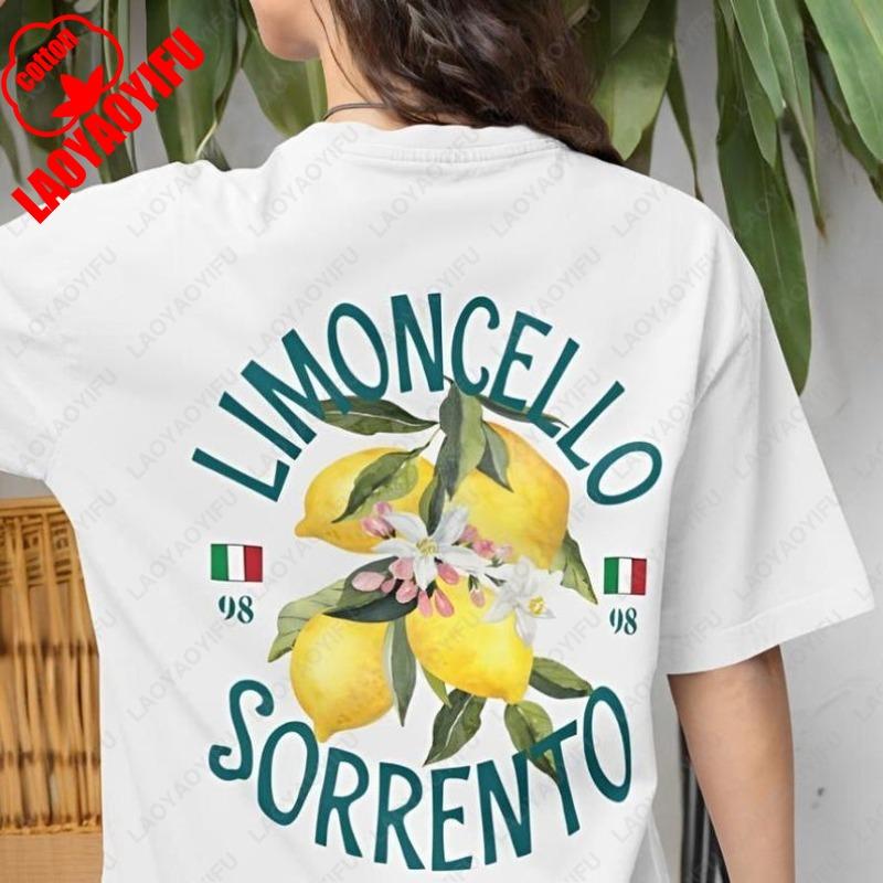 

Limoncello TShirt Man Women Unisex Trendy Minimalist Beach Holiday Clothing Italy Dolce Vita Print Organic Cotton White Tee Tops 4XL