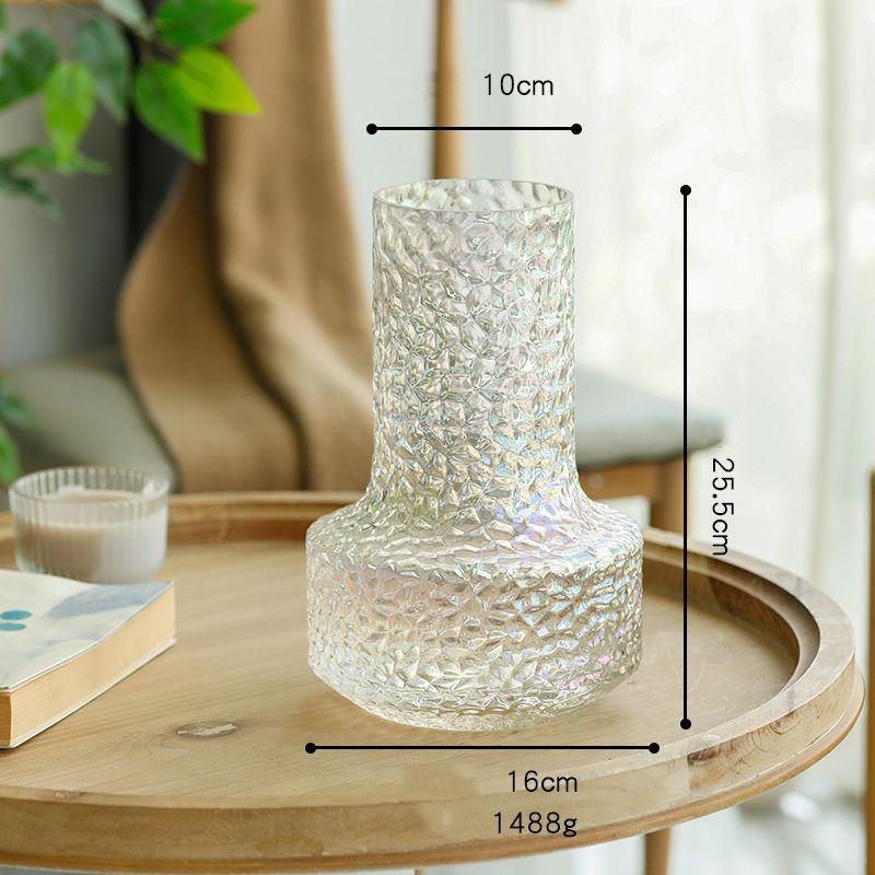 Honeycomb Big Belly Glass Vase Flower Arrangement Decoration Home Room Coffee Table Furnishing Ornament Office Study Accessories