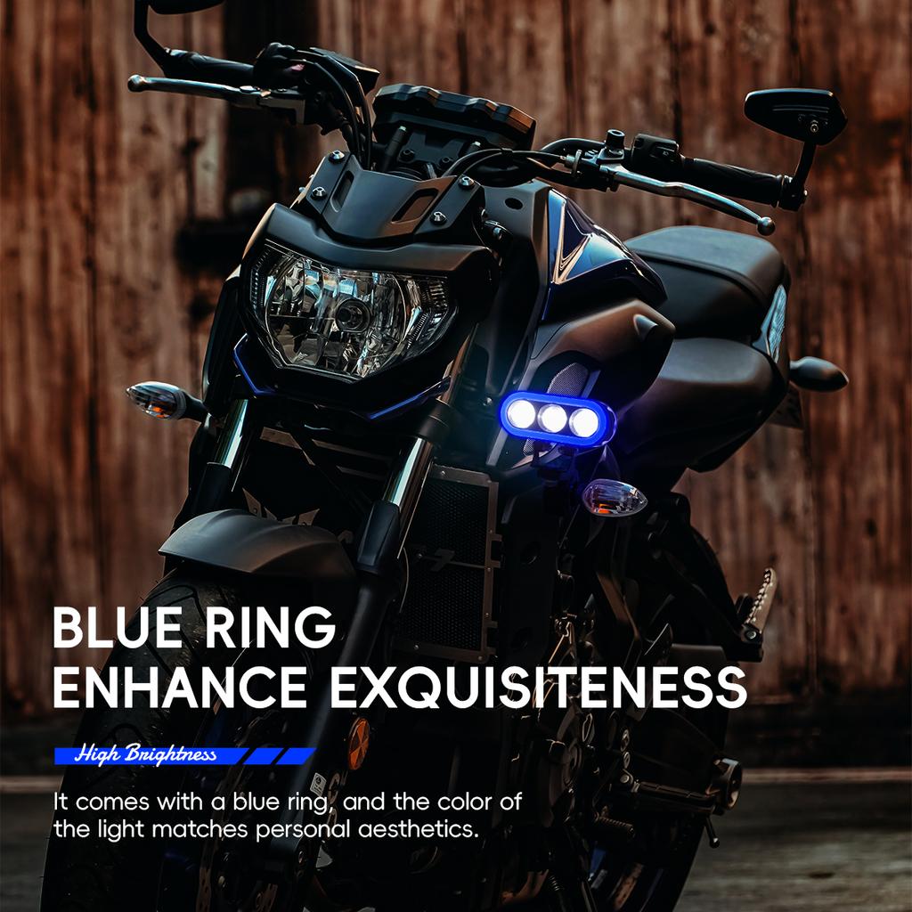 Motorcycle Headlights LED Lens Spotlight Dual Color Flash Light Fog Lamp Aperture Motorcycle Work Light Decorative Scooters