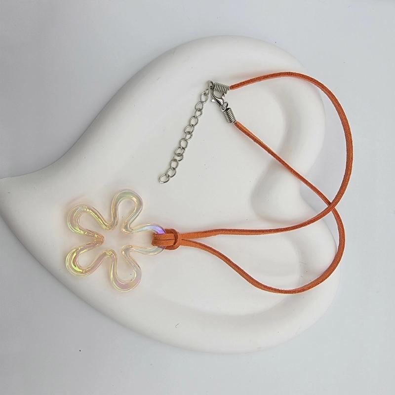 Colorful Acrylic Flower Pendant Necklace Hollow Pendant Necklaces Hollow Flower Neck Jewelry Perfect for Party Wedding