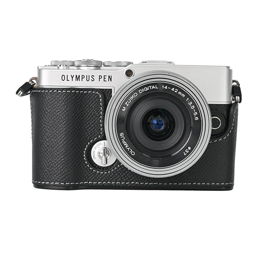 Aluminum Metal Genuine Leather Camera Half Body Case For Olympus PEN E-P7 EP7 Battery Opening Bottom Cover