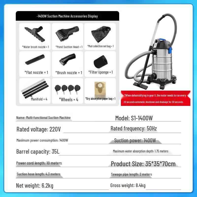 TANFU 1400W Multi-functional Swimming Pool & Pond Sludge Vacuum Cleaner Other