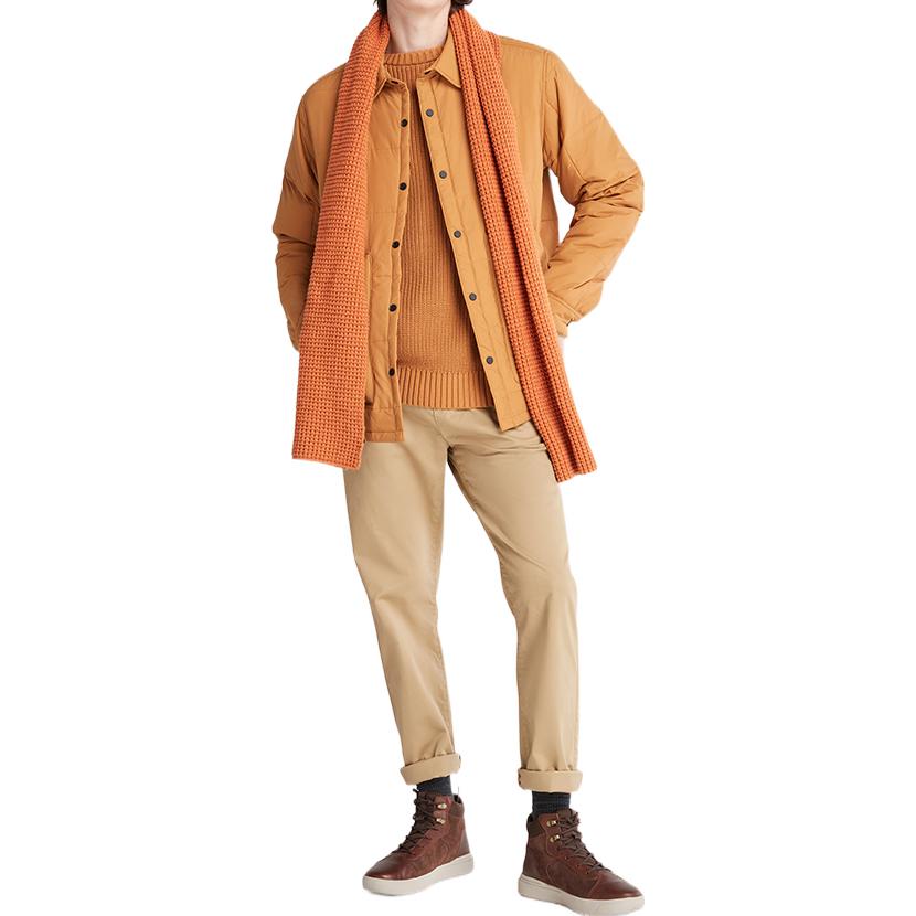 Timberland FW22 Solid Logo Polo Button Warm Jacket Men Jacket Wheat A5VSN-P47