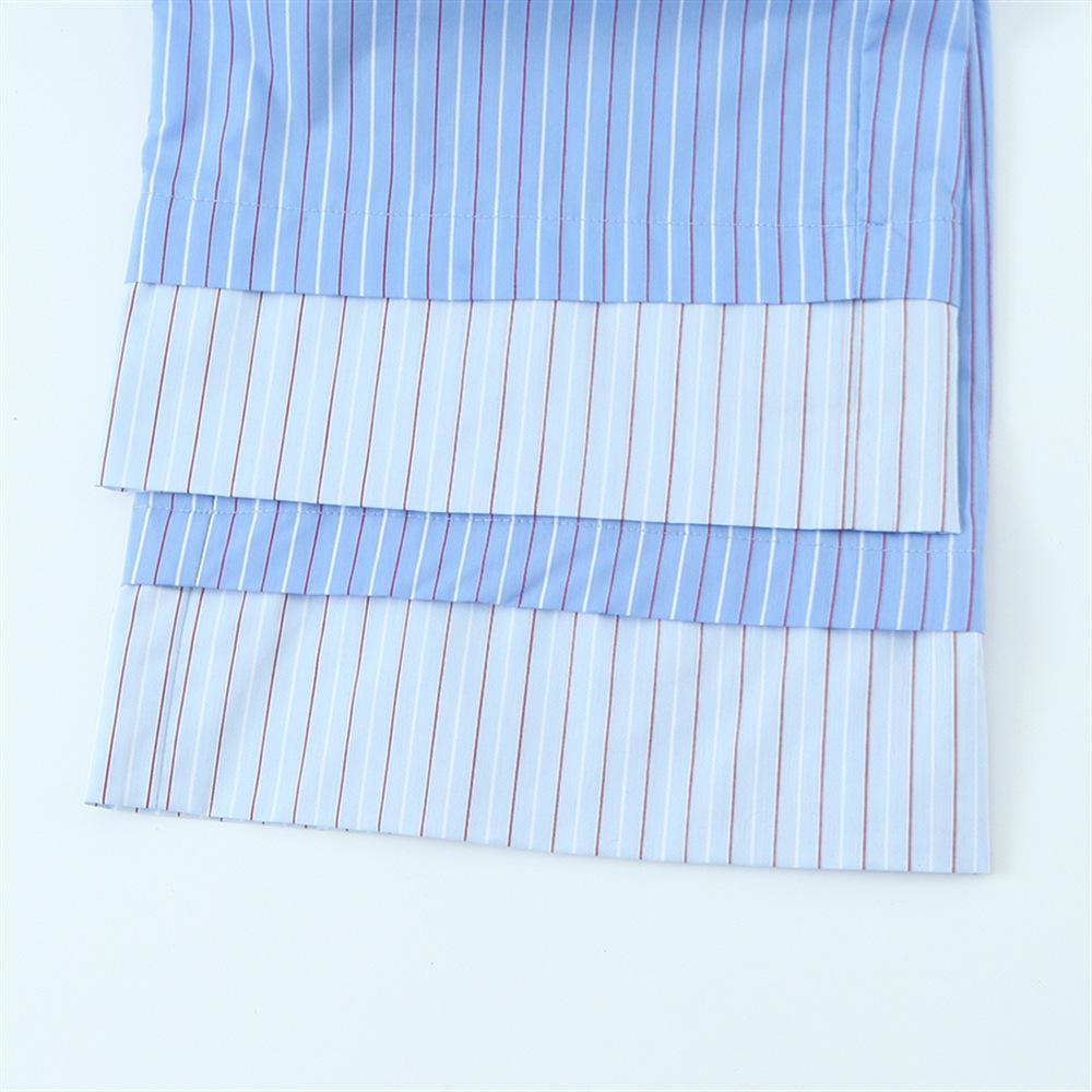 2025 Spring Women's Striped Long-Sleeve Shirt and Pants Set with Lapel Collar