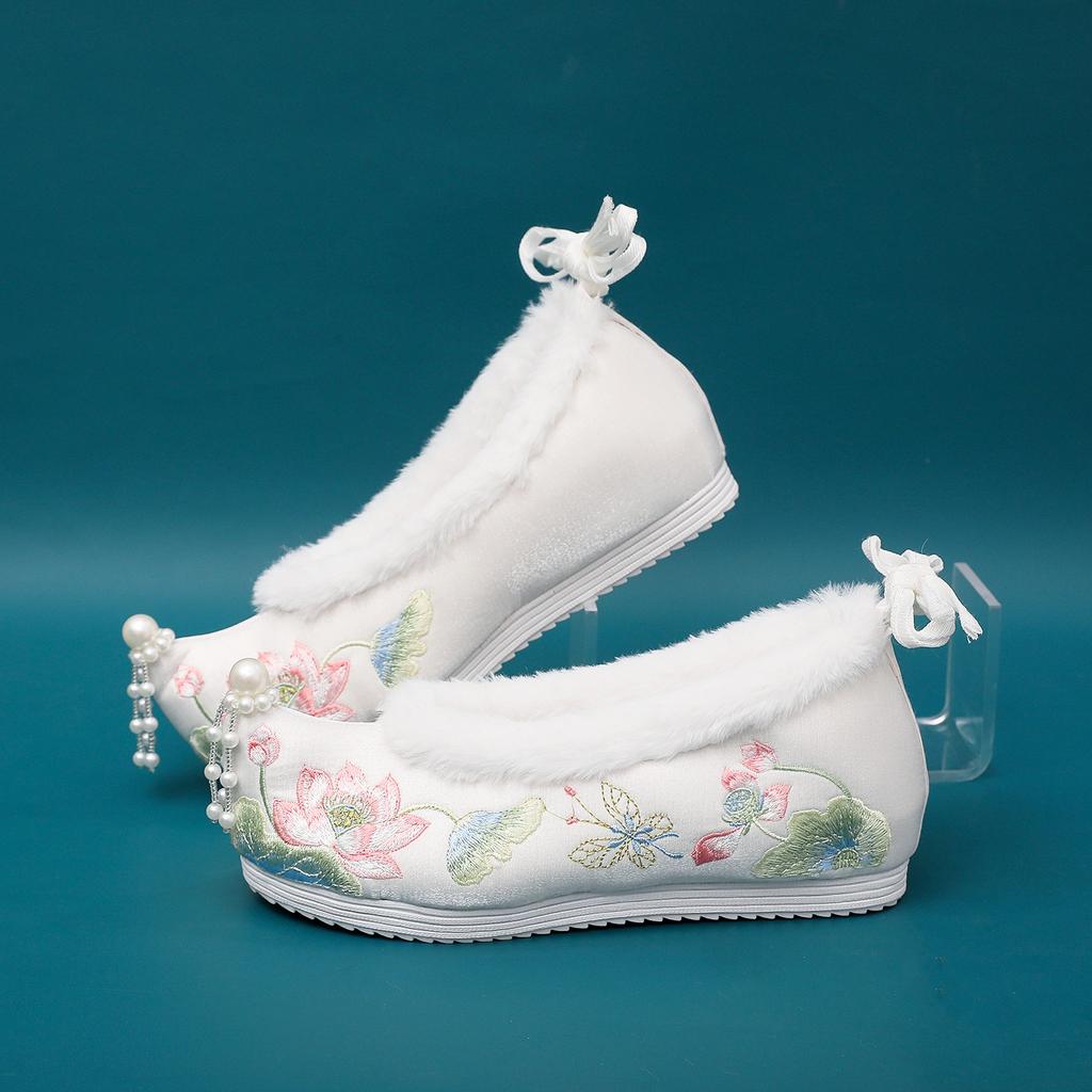 Embroidered Shoes Ancient Style with Hanfu Ancient Style Shoes Han Element Inner Height Increase 3.5cm