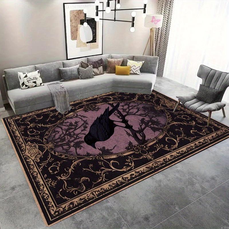 

Gothic Crow Kitchen Mat - Dark Raven Floor Rug for Living Room Porch & Balcony, Washable Home Decor Carpet, Crow Lovers Gift 40x60cm