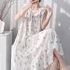 Korean version of small fresh cotton and silk nightgown women's summer lotus leaf edge can be worn outside cotton and silk loungewear sweet vest skirt