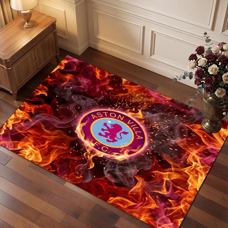 Tappeto in Velluto di Cristallo con Stampa Calcio Aston Villa, Comodo Assorbente d'Acqua Antiscivolo Tappeto per Pavimenti Interni