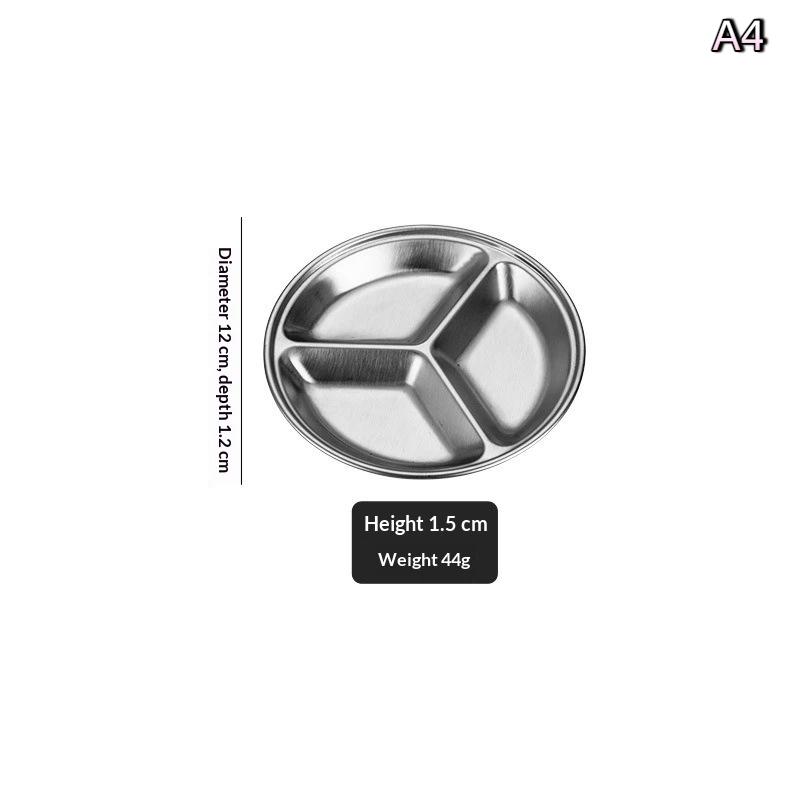 Stainless Steel Circular Divided Plate Sauce Dish Food Sauce Dish For Roast Meat Dipping Household Seasoning Snack Plate Kitchen