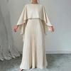 Spring new women's clothing, European and American suits, elegant solid color round neck pleated slim fashion suits