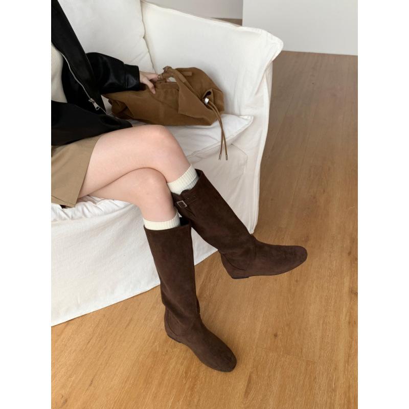 

French Pleated Pile Fashion Boots Women s Winter Skinny Medium Boots Soft Leather Boots Tall Knight Boots Martin Long Boots 39 кофейный