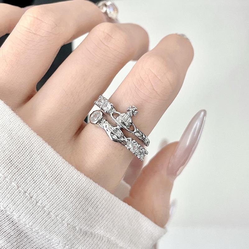 Planet Zirkon Ring Damen Nischen Design Saturn Fortgeschrittener Sinn Zeigefinger Ring Mode Persönlichkeit Offener Ring Trendig Cool