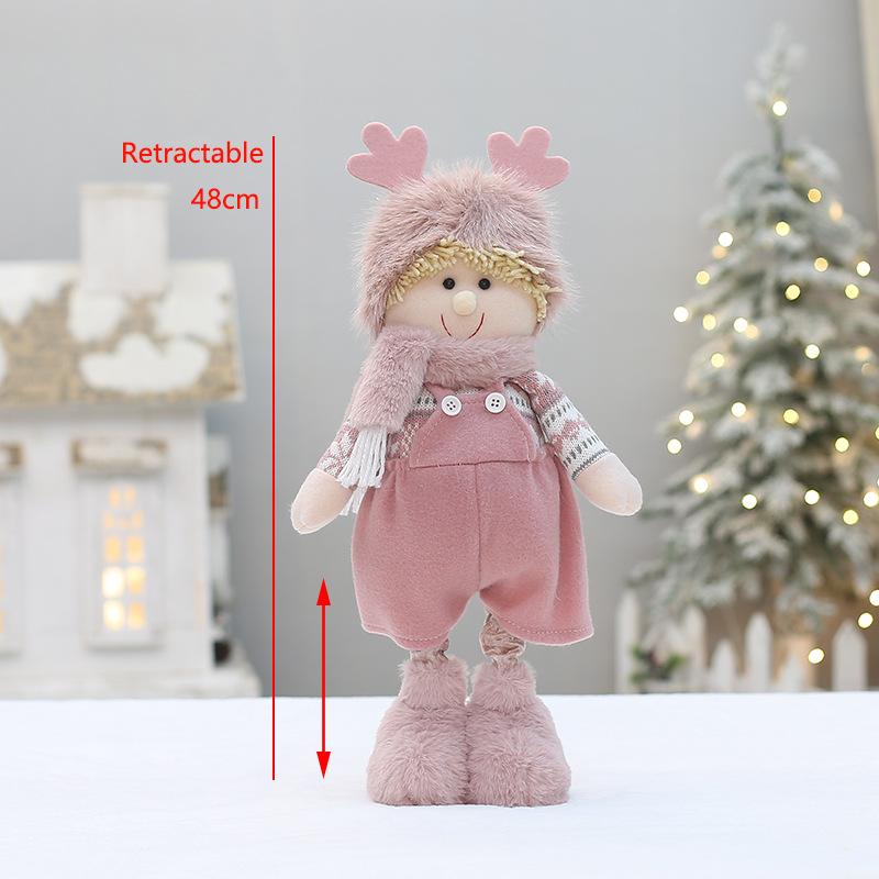 Pink Long Plush Boy and Girl Dolls for Christmas Decor