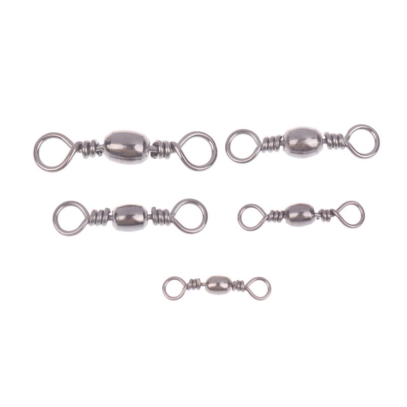 100Pcs Fishing Rolling Swivel Snap Drag Stainless Steel Fishhooks Barrel Swivel Fishing Line Connector Saltwater Freshwater