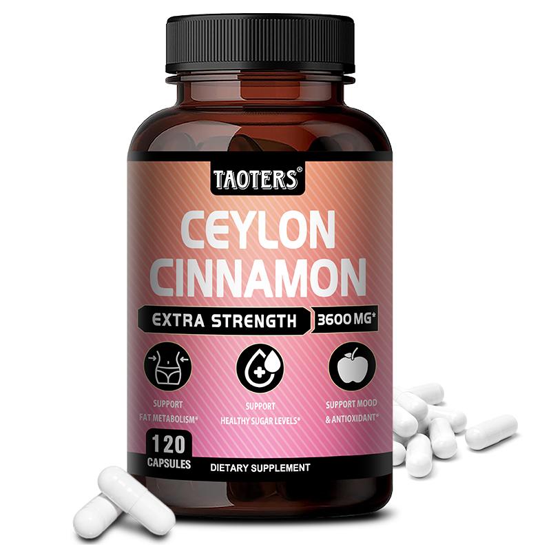 Taoters Ceylon Cinnamon Turmeric Complex Capsules Support Blood Glucose and Metabolic Health 120 Capsules