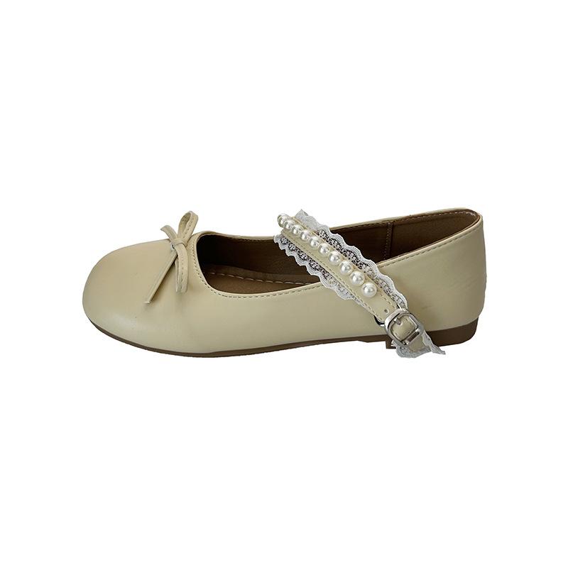

French small fragrant style bow pearl Mary Jane shoes women s 2025 summer new versatile gentle and sweet single shoes 39 имбирный