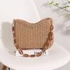 Summer Beach Vacation Straw Woven Bag for Women - Chain-Embellished Versatile Handheld Shoulder Bag
