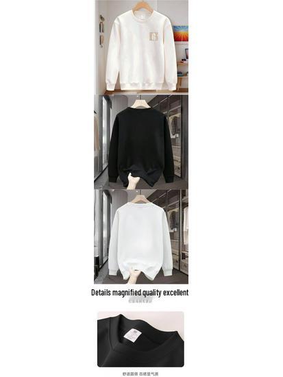 Men's American Print Fleece-Lined Sweatshirt - Loose Fit, Thick, Casual Crew Neck, Trendy Long Sleeve Top
