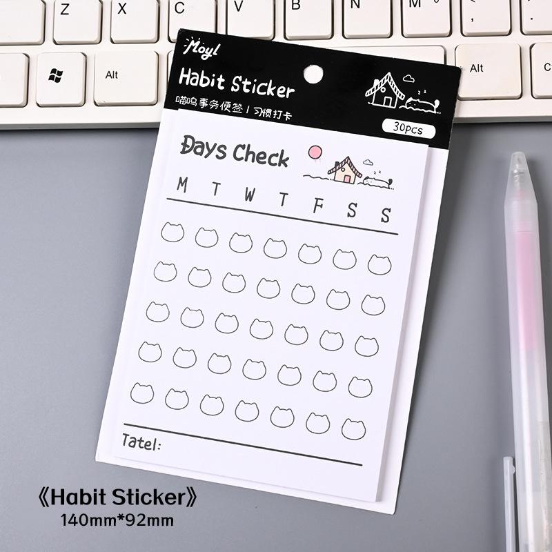Kawaii Stationery High Quality Self Adhesive Reminder Feline Sticky Notes Portable Black White Notepads For Office Students Home