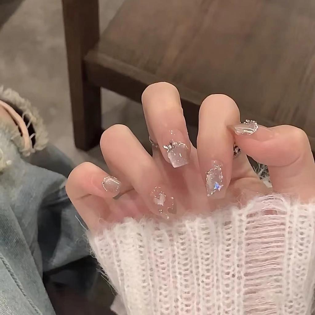 Popular Handmade Manicure Wearer High-end Atmosphere Cat-eye French Love Butterfly Versatile Fake Nail Patch