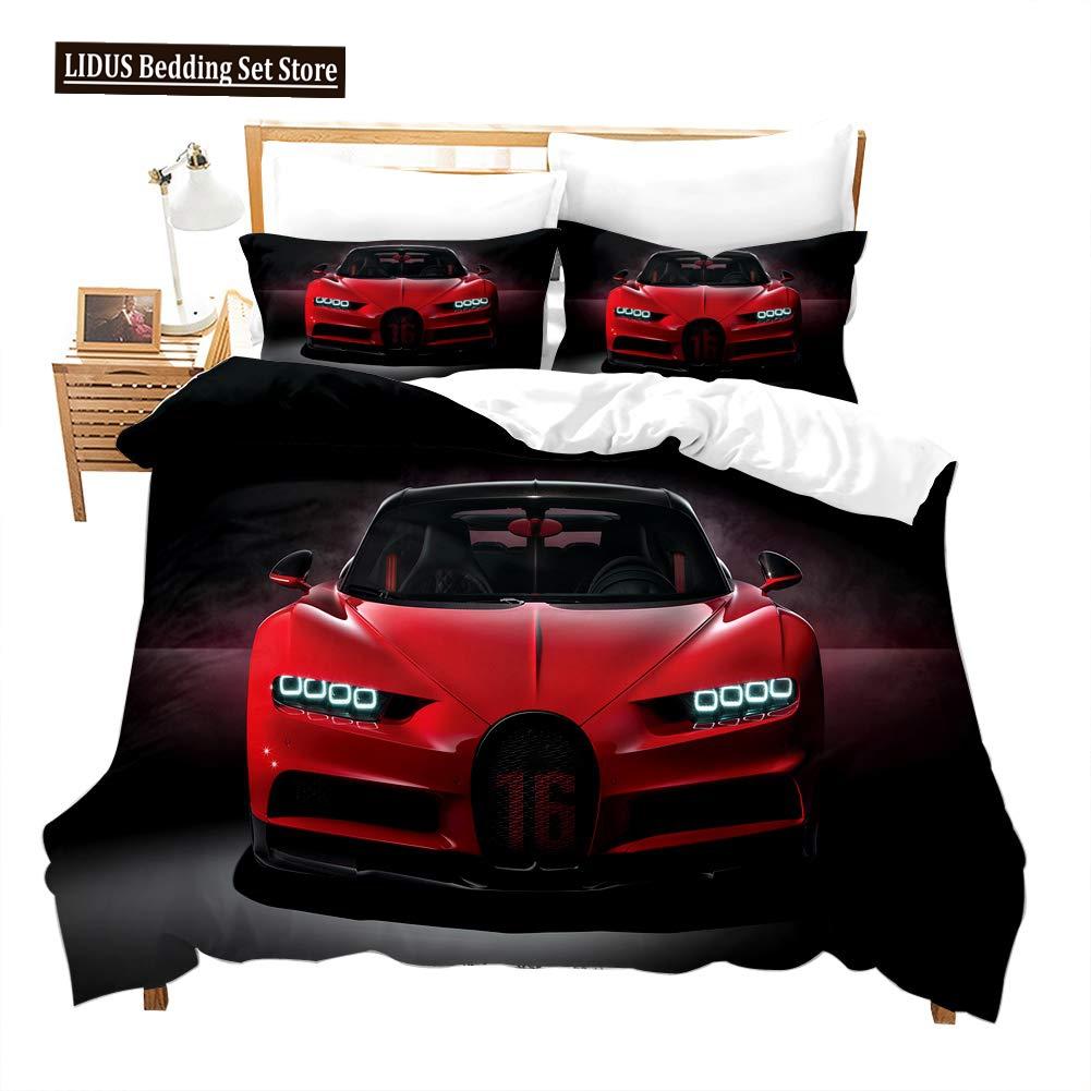 Speed Sports Car Duvet Cover Set Full Queen Size Red Cool Racing Car Bedding Sets Speed Automobile Extreme Sport Quilt Cover Set